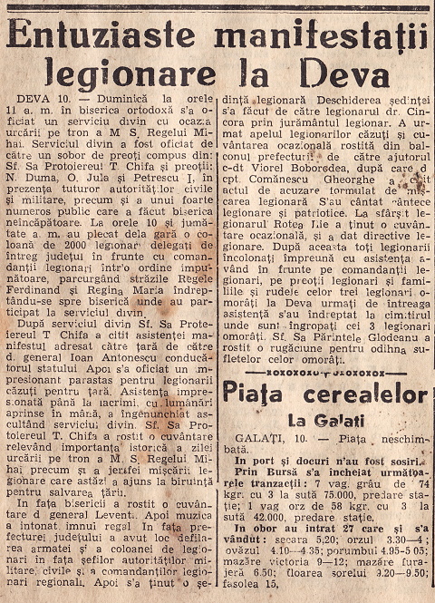 Manifestatii legionare la Deva