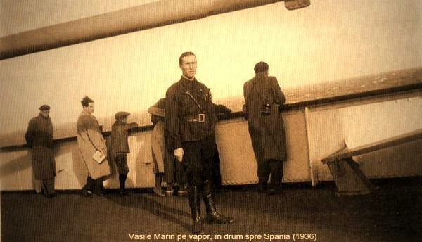 Vasile Marin pe vapor, n drum spre Spania pentru a lupta mpotriva trupelor comuniste (toamna anului 1936)