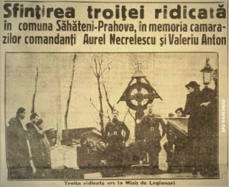 Troita legionara ridicata la Mizil la 8 Decembrie 1940