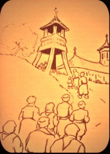 In drum spre biserica ptr. a praznui Invierea Domnului... (dup&atilde; un desen de V. I. Popa)
