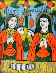Icoană pe sticlă: Naşterea lui Iisus Hristos - Muzeul Naţional al Ţăranului Român - București